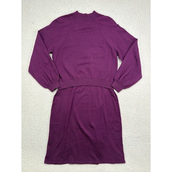 Sam Edelman 2 Piece Look Sweater Dress Magenta Size Large Mock Neck Long Sleeve - Picture 6 of 8